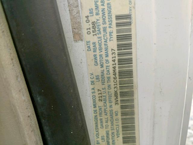 3VWBK31C64M414137 - 2004 VOLKSWAGEN NEW BEETLE ბეჟი ფოტო 10