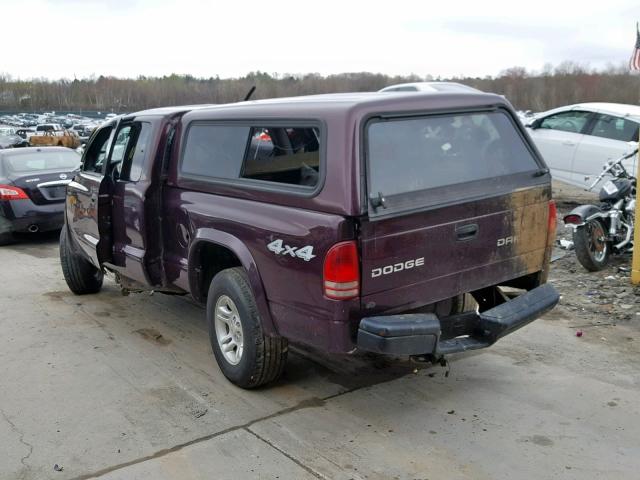 1D7HG12K54S623116 - 2004 DODGE DAKOTA SXT PURPLE photo 3