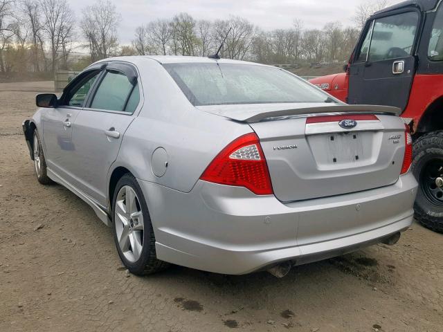 3FAHP0DC0AR168635 - 2010 FORD FUSION SPO SILVER photo 3