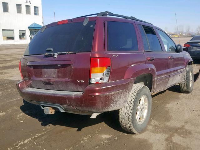 1J4GW58N5YC125901 - 2000 JEEP GRAND CHER BURGUNDY photo 4