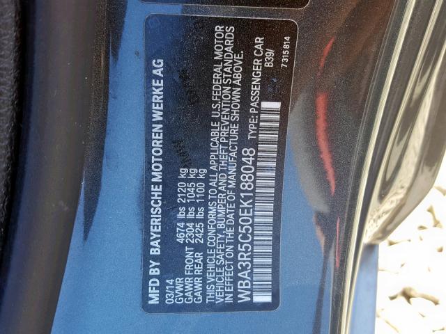 WBA3R5C50EK188048 - 2014 BMW 435 XI GRAY photo 10
