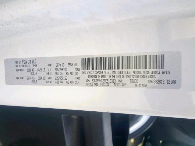 3C6TRVNG2FE513313 - 2015 RAM PROMASTER 白色 照片 10