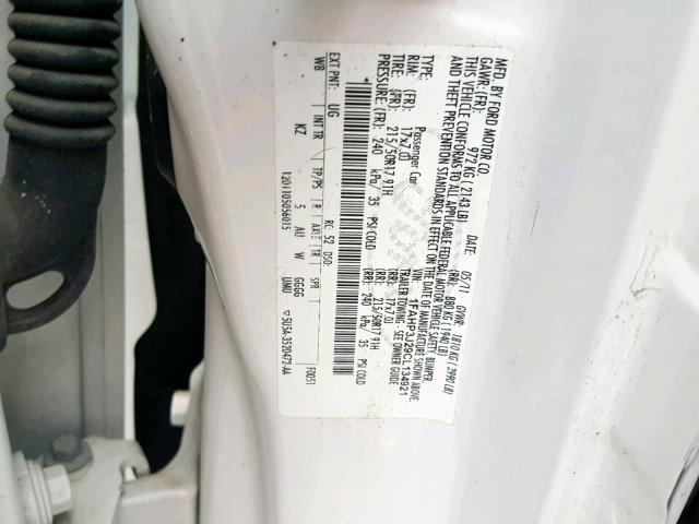 1FAHP3J29CL134921 - 2012 FORD FOCUS TITA WHITE photo 10