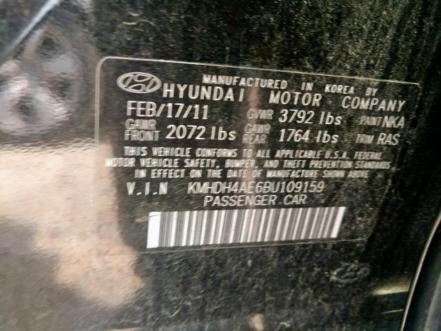 KMHDH4AE6BU109159 - 2011 HYUNDAI ELANTRA GL BLACK photo 10