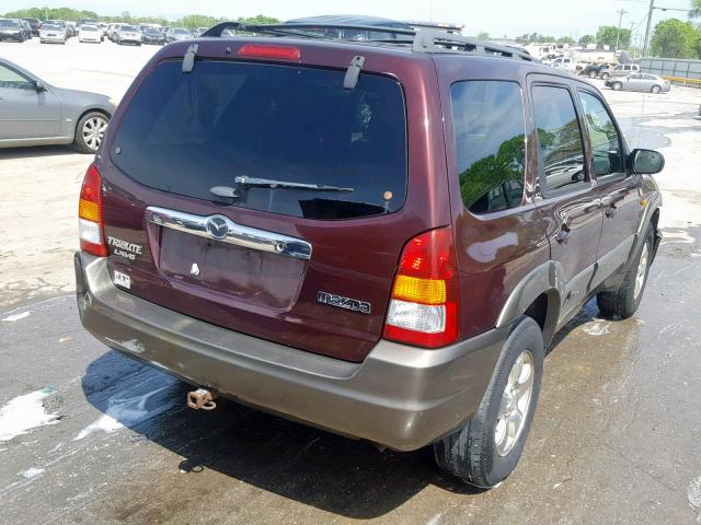 4F2YU08192KM17726 - 2002 MAZDA TRIBUTE LX BURGUNDY photo 4