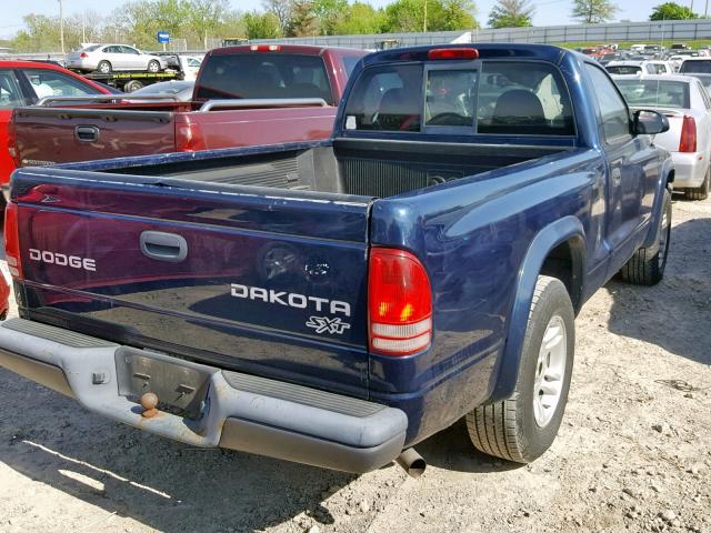 1D7FL16K04S559709 - 2004 DODGE DAKOTA SXT BLUE photo 4