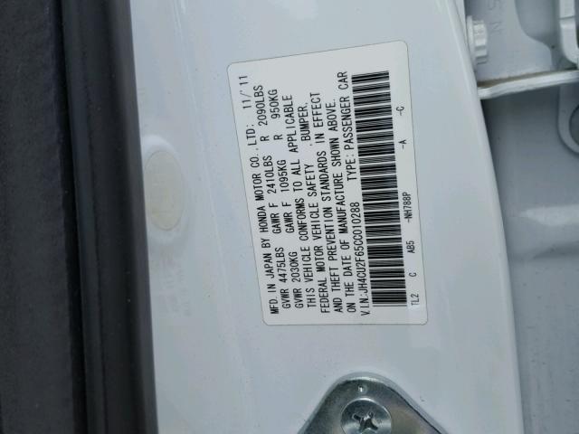 JH4CU2F65CC010288 - 2012 ACURA TSX TECH WHITE photo 10