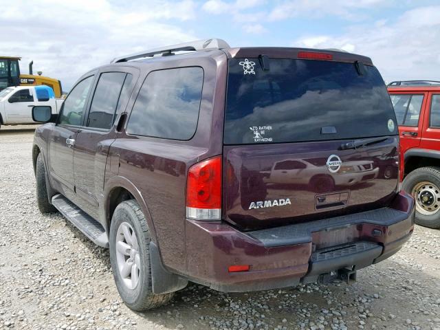 5N1BA0ND0DN601494 - 2013 NISSAN ARMADA SV MAROON photo 3