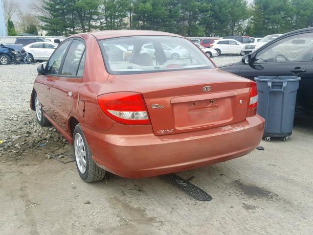 KNADC125136234461 - 2003 KIA RIO ORANGE photo 3