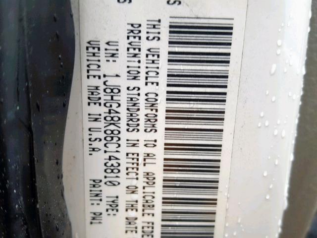 1J8HG48K86C143810 - 2006 JEEP COMMANDER WHITE photo 10