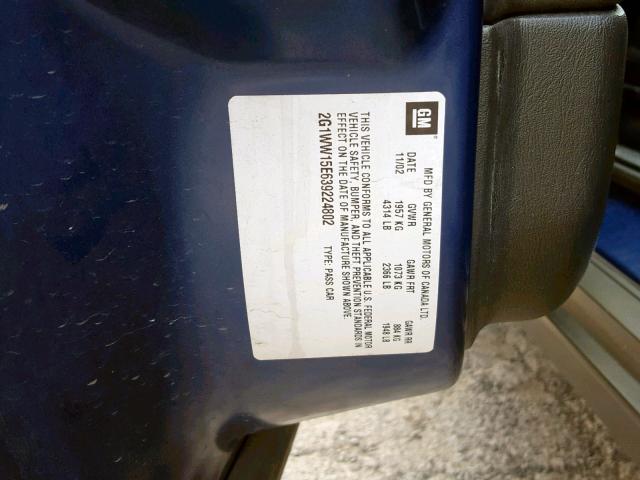 2G1WW15E639224802 - 2003 CHEVROLET MONTE CARL 蓝色 照片 10