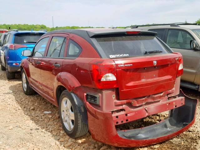 1B3HB48B27D328292 - 2007 DODGE CALIBER SX RED photo 3