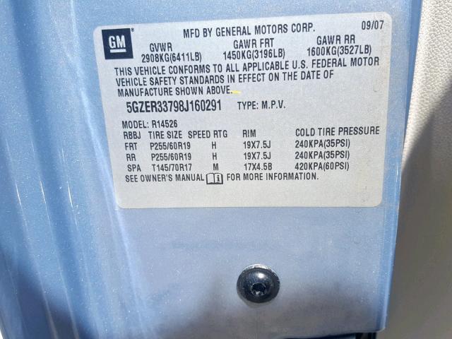 5GZER33798J160291 - 2008 SATURN OUTLOOK XR ტალღისფერი ფოტო 10