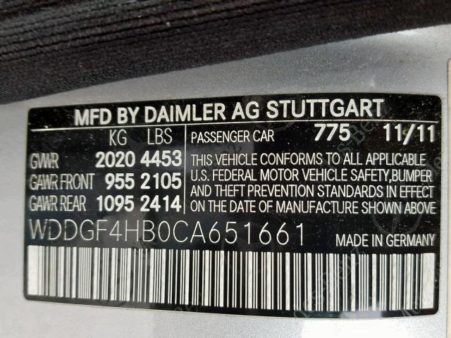 WDDGF4HB0CA651661 - 2012 MERCEDES-BENZ C 250 SILVER photo 10