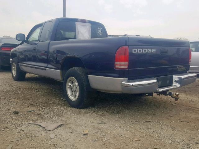 1B7GL22Y7XS221422 - 1999 DODGE DAKOTA BLUE photo 3