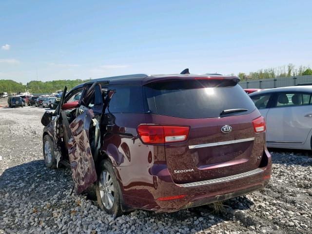 KNDMB5C1XG6214370 - 2016 KIA SEDONA LX MAROON photo 3