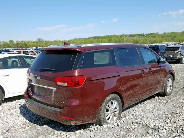 KNDMB5C1XG6214370 - 2016 KIA SEDONA LX MAROON photo 4