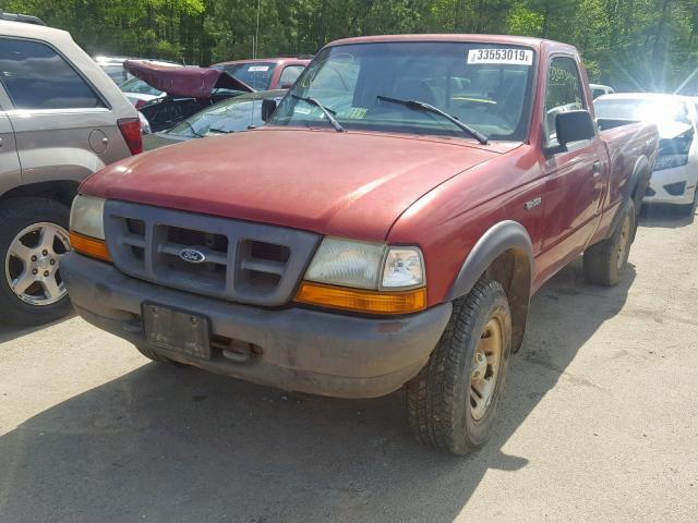 1FTYR11U4WTA10425 - 1998 FORD RANGER RED photo 2