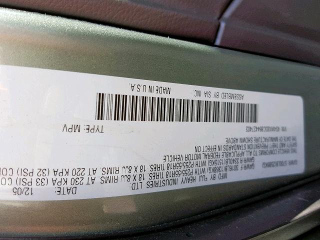 4S4WX83C864427403 - 2006 SUBARU B9 TRIBECA GREEN photo 10