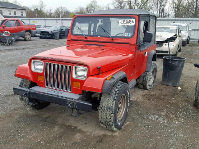 1J4FY19PXSP301484 - 1995 JEEP WRANGLER / RED photo 2