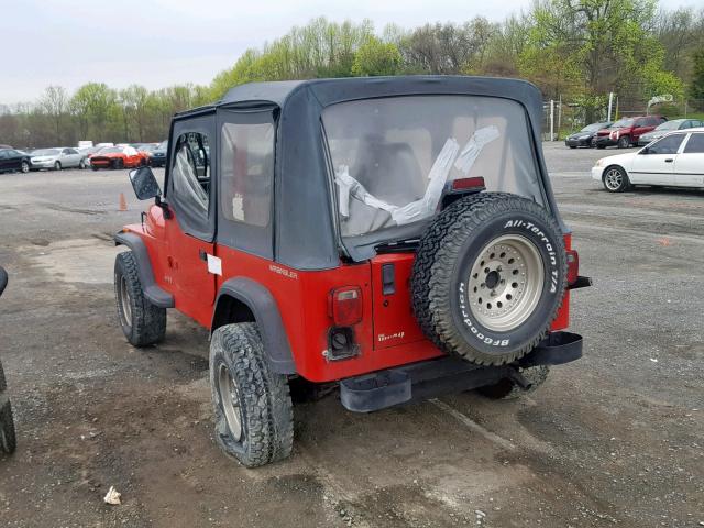 1J4FY19PXSP301484 - 1995 JEEP WRANGLER / RED photo 3