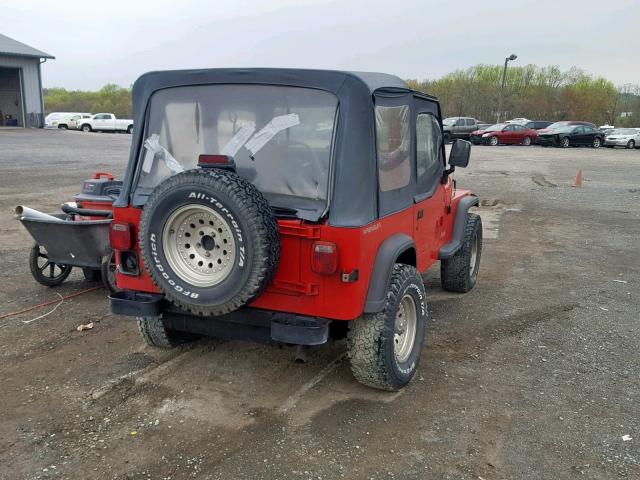 1J4FY19PXSP301484 - 1995 JEEP WRANGLER / RED photo 4