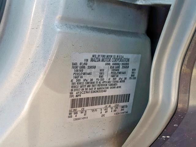 4F2CZ96123KM33240 - 2003 MAZDA TRIBUTE ES  照片 10