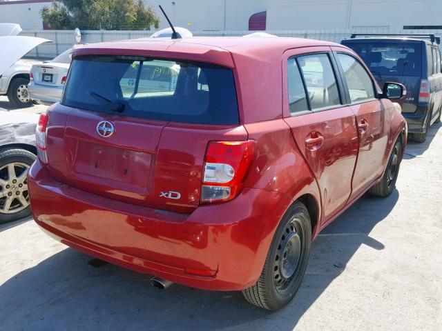 JTKKU4B49C1019951 - 2012 SCION XD RED photo 4