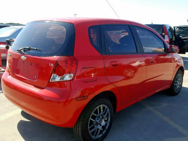 KL1TD66617B765997 - 2007 CHEVROLET AVEO BASE Қызыл фото 4