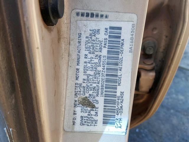 1NXBB02E3TZ445515 - 1996 TOYOTA COROLLA DX TAN photo 10