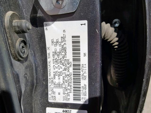 5TFDY5F15CX247923 - 2012 TOYOTA TUNDRA CRE GRAY photo 10