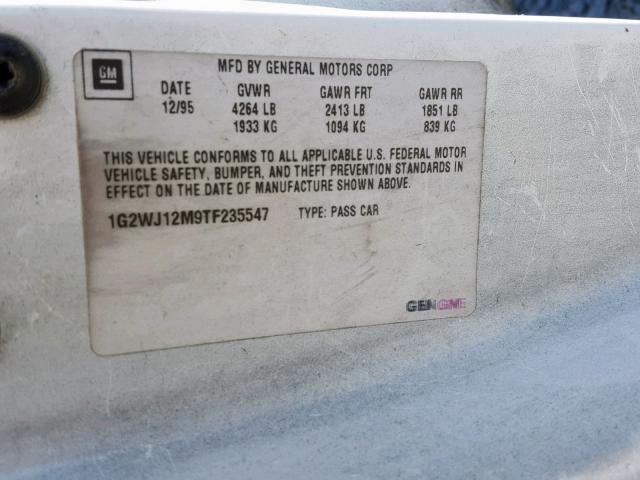 1G2WJ12M9TF235547 - 1996 PONTIAC GRAND PRIX 白色 照片 10