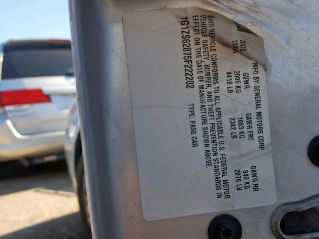 1G1ZS62875F222202 - 2005 CHEVROLET MALIBU MAX ვერცხლისფერი ფოტო 10