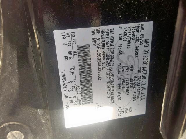 5LMFU28R84LJ25502 - 2004 LINCOLN NAVIGATOR 黑色 照片 10