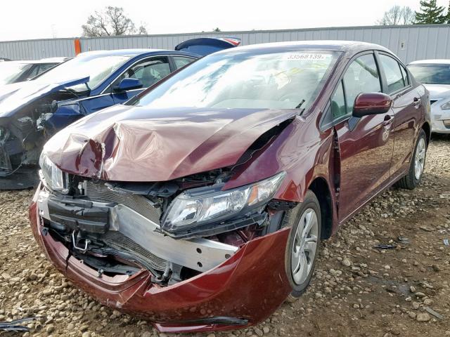 2HGFB2F50EH507178 - 2014 HONDA CIVIC LX MAROON photo 2