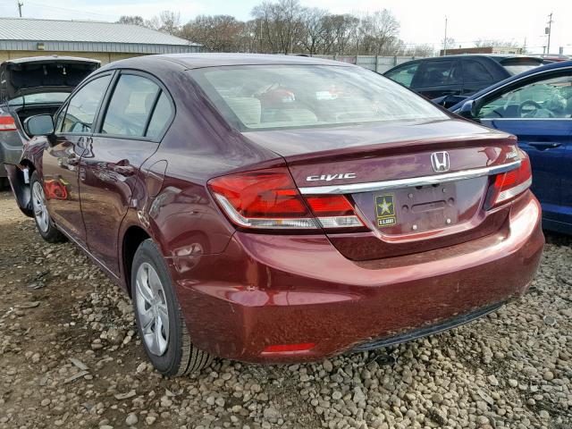 2HGFB2F50EH507178 - 2014 HONDA CIVIC LX MAROON photo 3