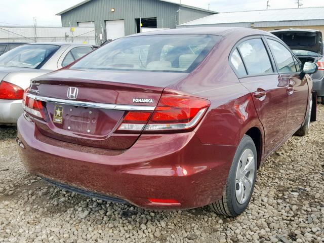 2HGFB2F50EH507178 - 2014 HONDA CIVIC LX MAROON photo 4