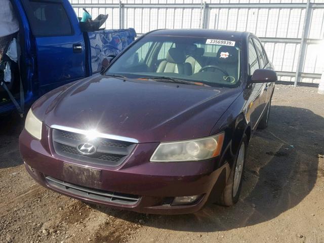 5NPEU46F76H044117 - 2006 HYUNDAI SONATA GLS BURGUNDY photo 2