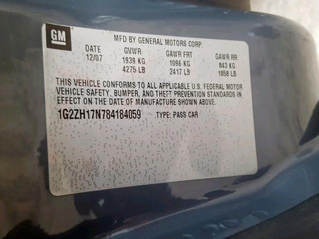 1G2ZH17N784184059 - 2008 PONTIAC G6 GT GRAY photo 10