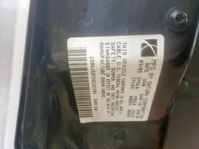 1G8AJ52F24Z121754 - 2004 SATURN ION LEVEL GRAY photo 10
