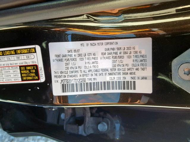 JM3TB28Y170120288 - 2007 MAZDA CX-9 BROWN photo 10