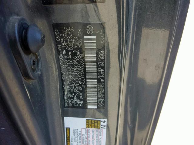 JTKDE177650005134 - 2005 TOYOTA SCION TC შავი ფოტო 10