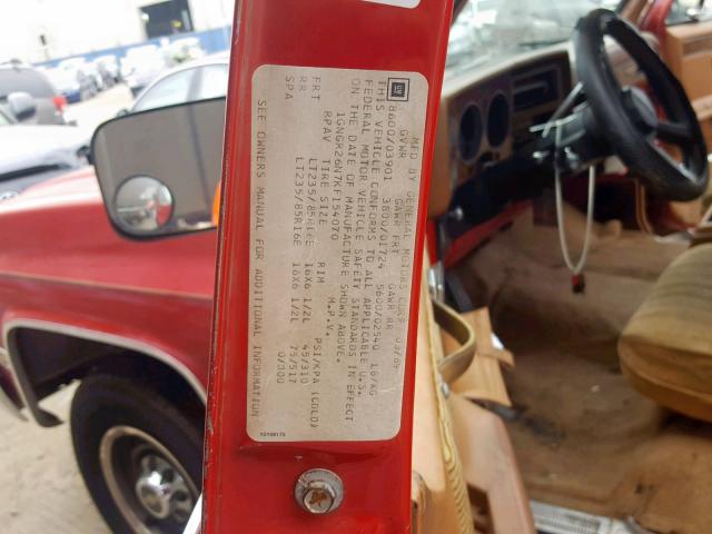 1GNGR26N7KF154070 - 1989 CHEVROLET SUBURBAN R RED photo 10