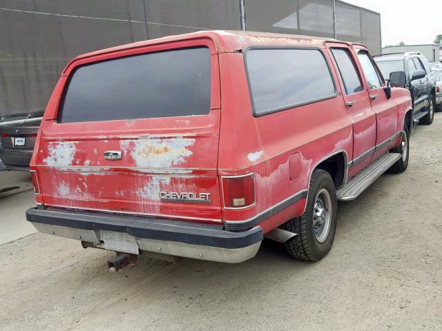 1GNGR26N7KF154070 - 1989 CHEVROLET SUBURBAN R RED photo 4