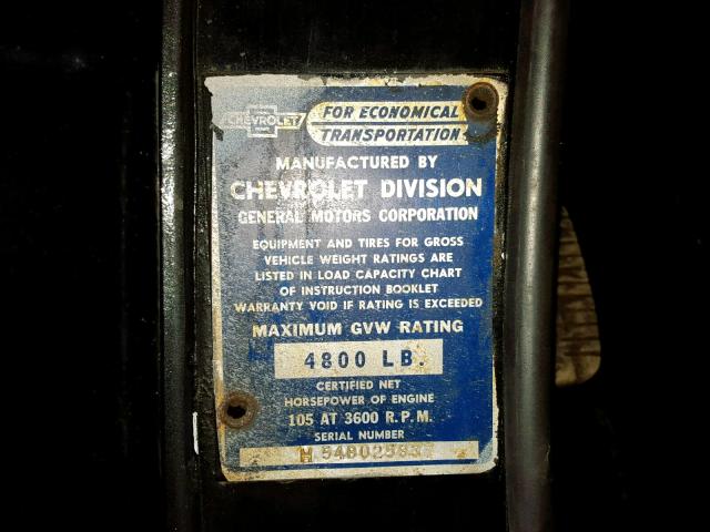 H54B025837 - 1954 CHEVROLET 3100 BLACK photo 10