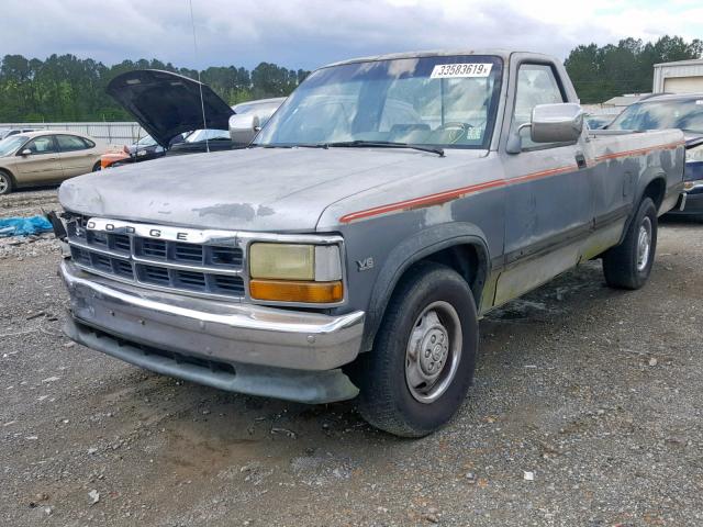 1B7GL26X3PS166095 - 1993 DODGE DAKOTA SILVER photo 2