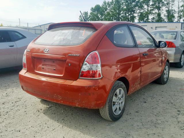 KMHCM36C29U117889 - 2009 HYUNDAI ACCENT GS ORANGE photo 4