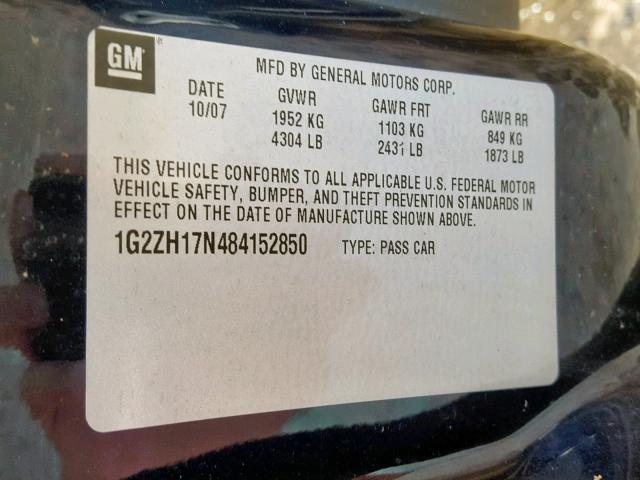 1G2ZH17N484152850 - 2008 PONTIAC G6 GT BLUE photo 10