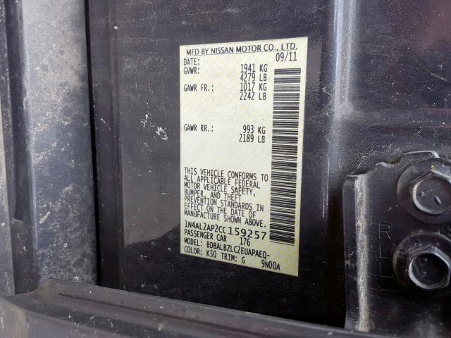 1N4AL2AP2CC159257 - 2012 NISSAN ALTIMA BASE  photo 10