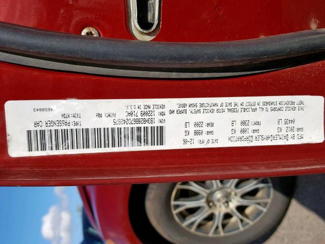 1B3HB28B67D242875 - 2007 DODGE CALIBER BURGUNDY photo 10